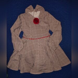 Charming Plaid Kids Dress with Red Accents